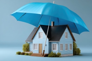 Umbrella Covering A Building Representing Property Insurance Coverage